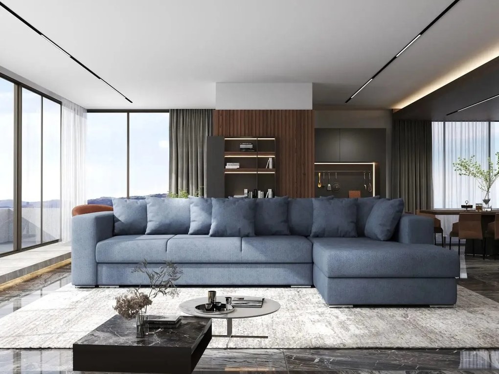 Colțar extensibil dumonde cu ladă de depozitare si sezut confortabil din spuma high-density, Gloria Enjoy Antracit II 320x183 cm