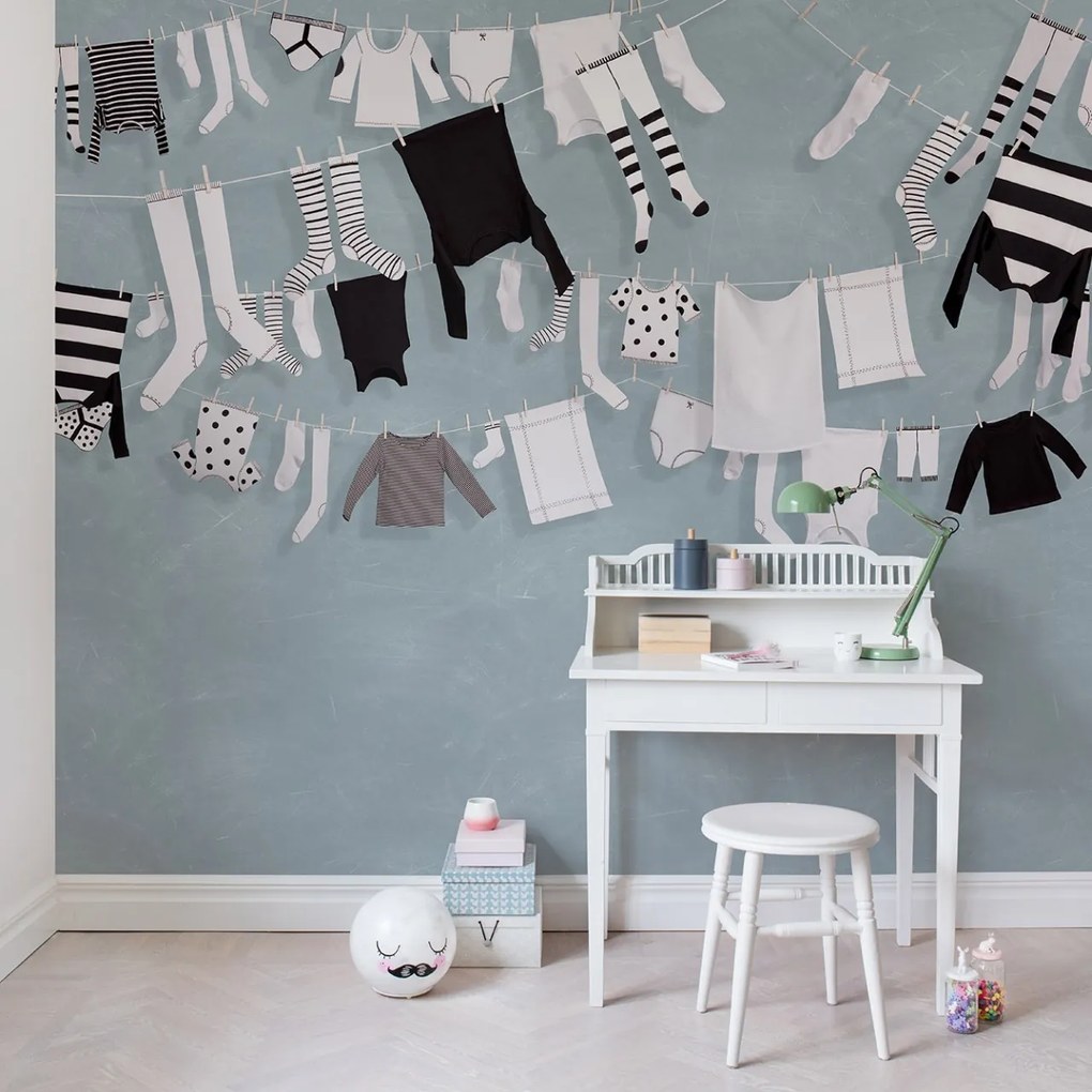 Fototapet, Laundry Day, Blue, Rebel Walls