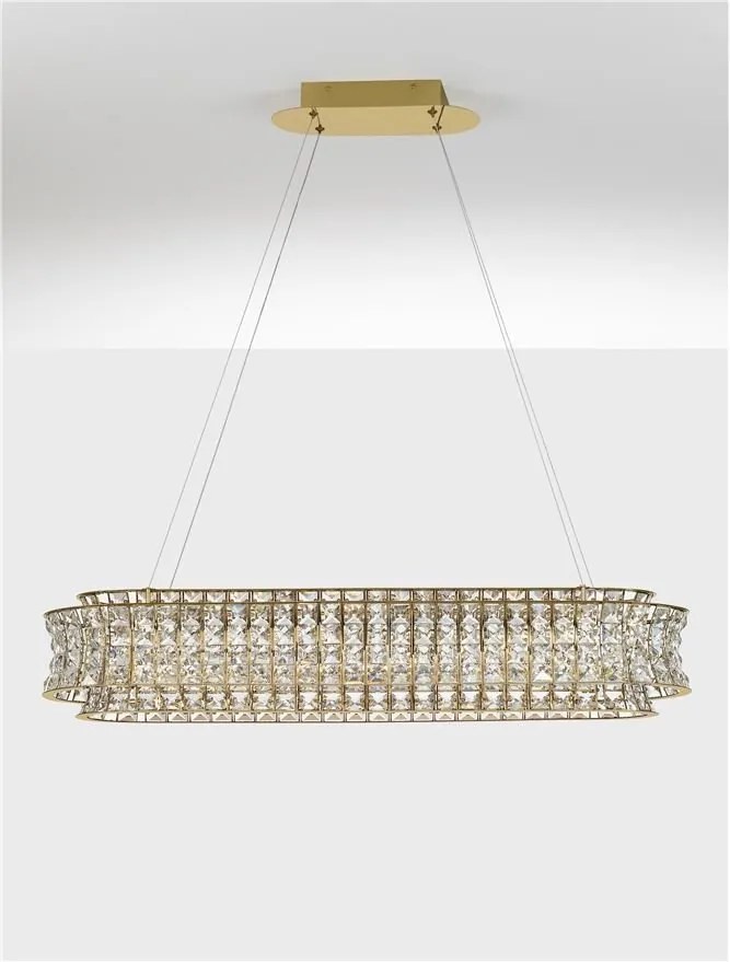 Lustra suspendata LED auriu, cristale sticla CELYSIA 100x30cm