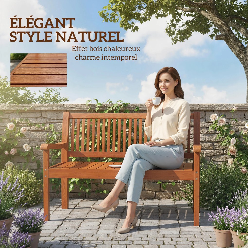 Outsunny Banc de grădină Banc exterior 2 locuri cu husă impermeabilă și spătar ergonomic Lemn maro deschis | Aosom Romania