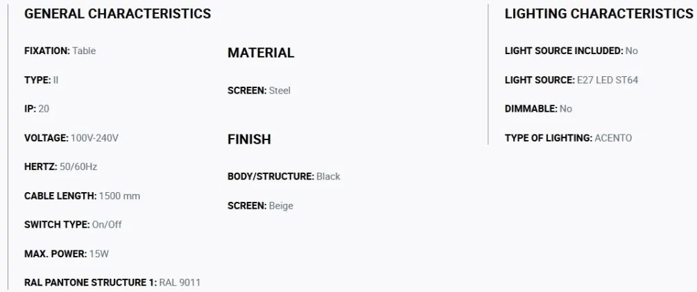 Veioza metal stil retro cu abajur ajustabil MARTINICA negru, bej