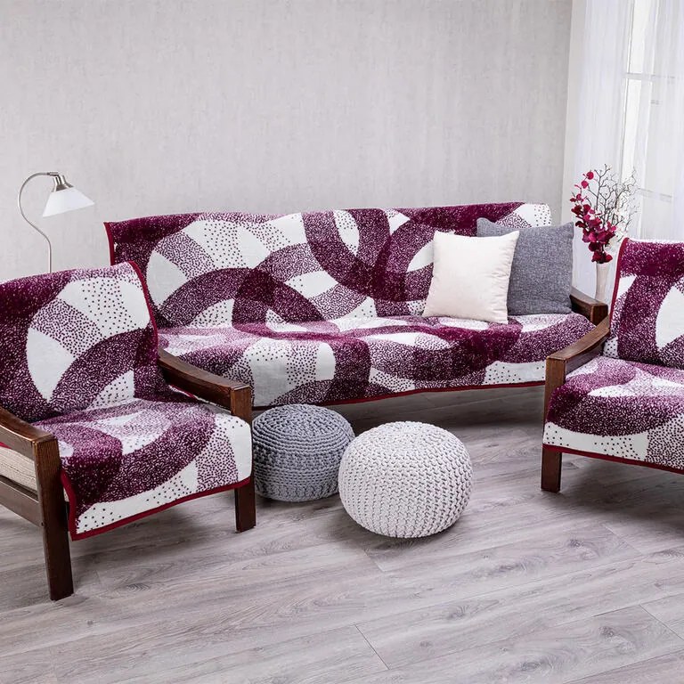 Cuverturi pentru canapea şi fotolii TATIANA, bordo 3+1+1