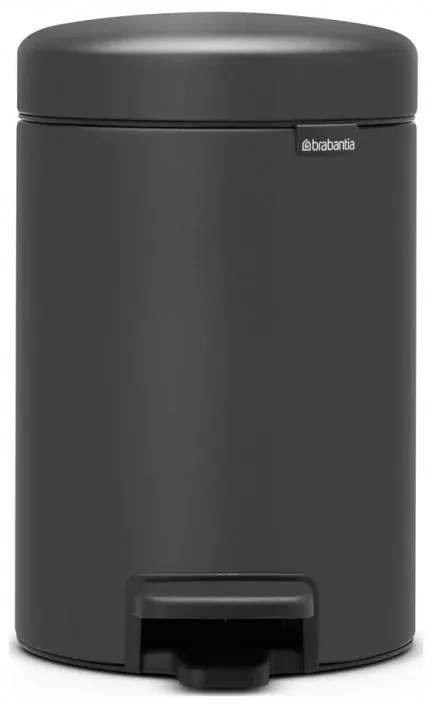 Cos de gunoi cu pedala Brabantia NewIcon 1001102, 3 L, Inchidere lina, Baza antiderapanta, Finisaj mineral, Gri inchis