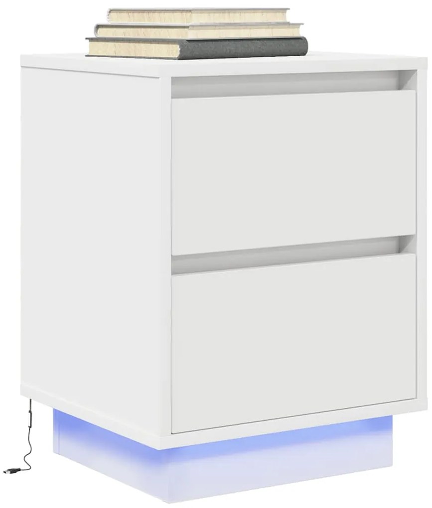 vidaXL Noptiera cu lumini LED alb 38x34x50 cm