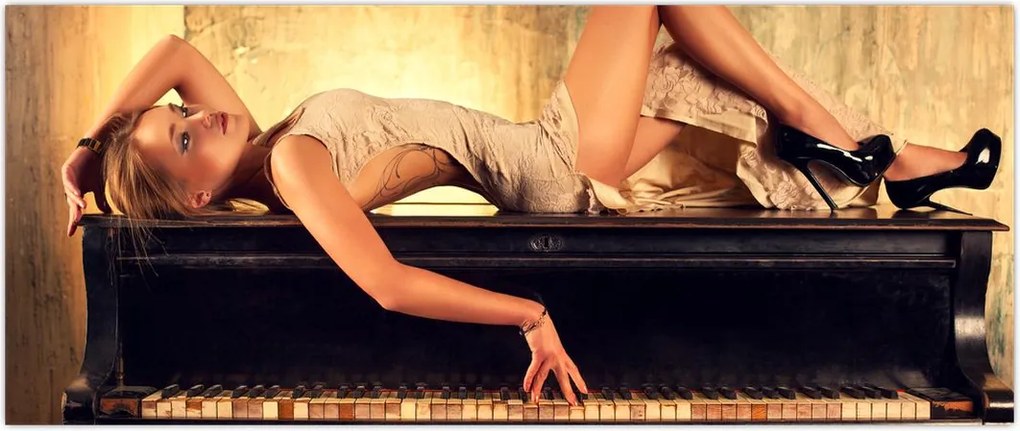 Tablou - Femeia și pian (120x50 cm)