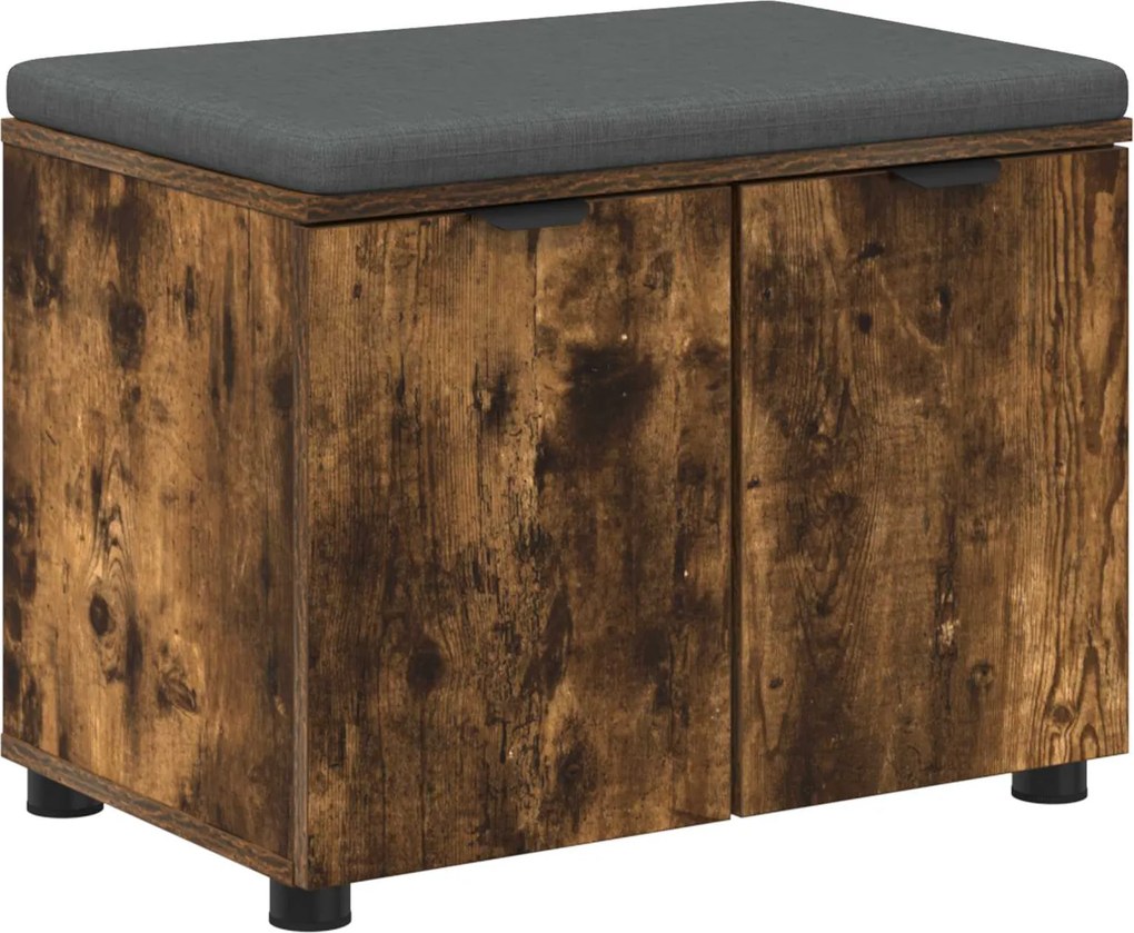 vidaXL Bancă pentru hol cu pernă cu raft Stejar Afumat 60 x 38 x 46 cm