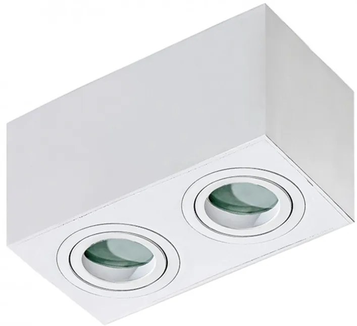 Plafoniera cu spoturi aplicate pentru baie IP44 Brant 2 square alba