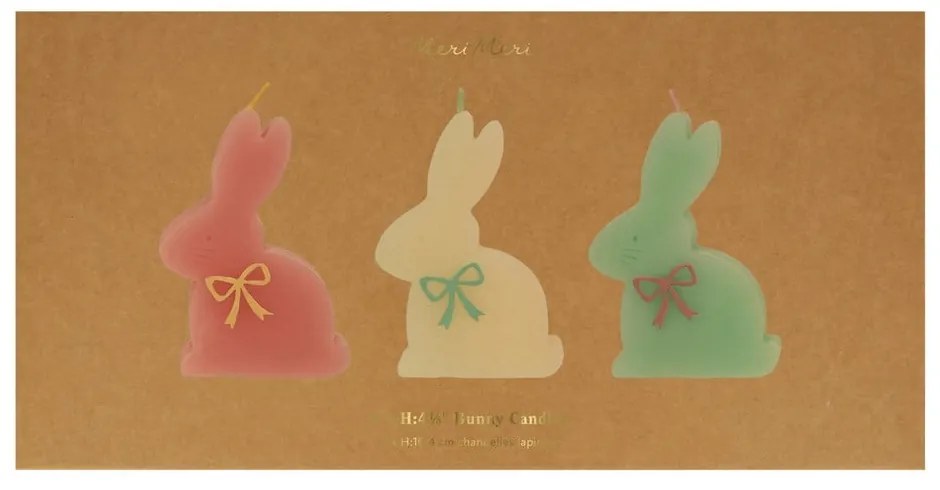 Lumânări 3 buc. timp de ardere 2 h cu model de Paști Bunny – Meri Meri