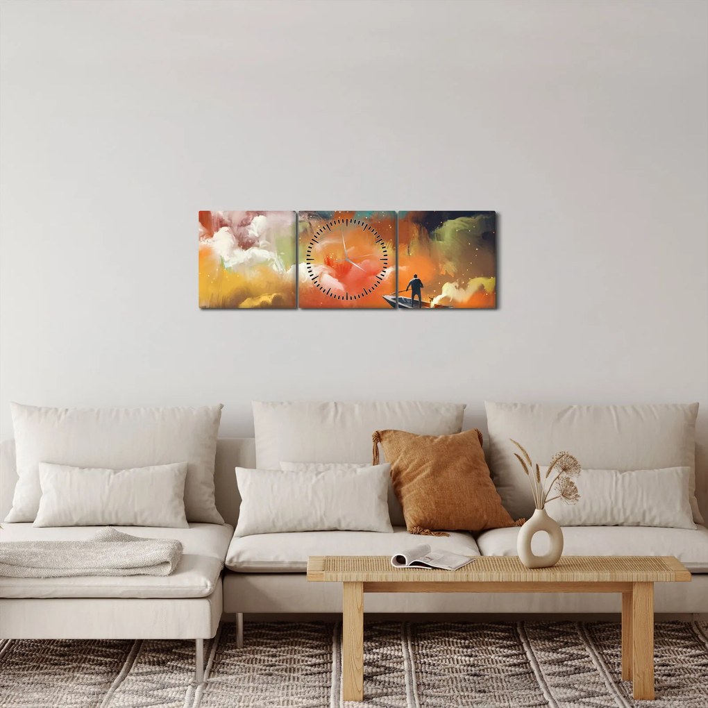 Tablou - Om navigând prin spațiu (cu ceas) (90x30 cm)