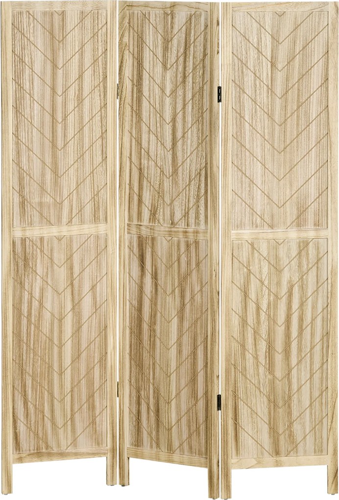 HOMCOM Separator de Cameră cu 3 Panouri, Ecran de Confidențialitate Pliabil Portabil pentru Interior din Lemn Masiv, Despărțitor de Perete, 120x170x1.6 cm, Natural