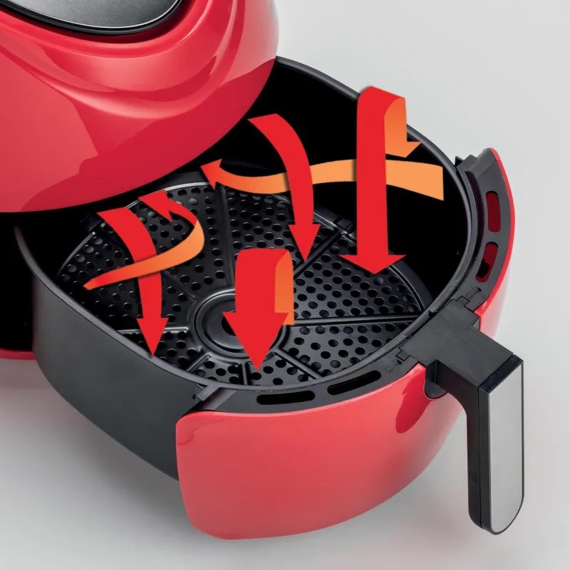 Friteuza cu aer cald Ariete AIRY FRYER XXL 4618/01, 1800W, 5.5 L, 7 programe, Timer, Ecran LCD tactil, Rosu