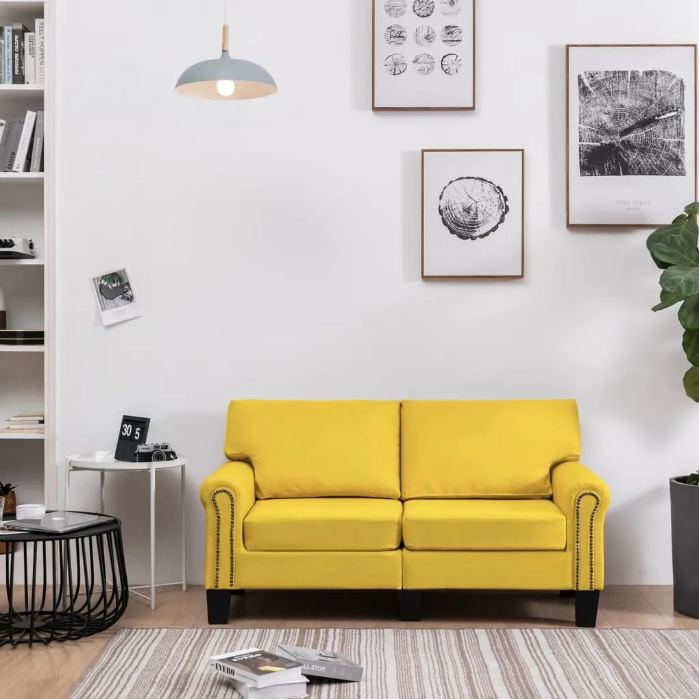 287157 vidaXL Canapea cu 2 locuri, galben, material textil