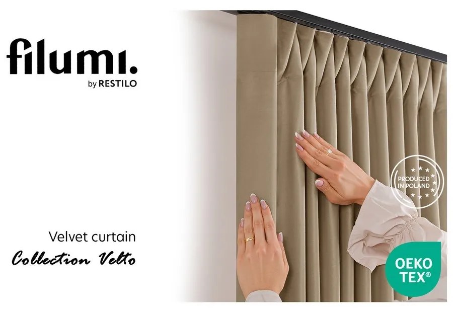 Draperie bej dimout (semi-opacă) din catifea 140x300 cm Velto – Filumi