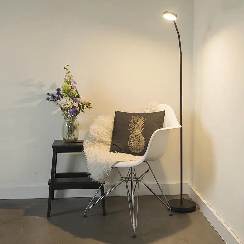 Lampă de podea modernă neagră cu LED reglabil - Trax