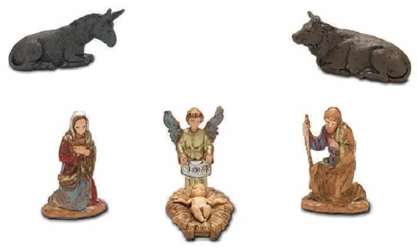 Set 6 figurine Isus, Maria, Iosif, Gloria, animale 3.5 cm