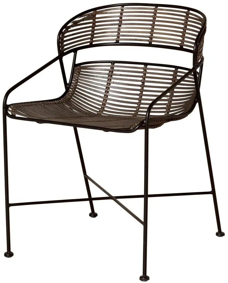 Scaun maro din metal si rattan, "Zeyra"