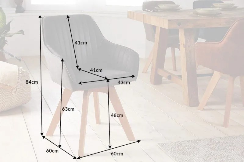 Set de 2 scaune pivotante Livorno microfibra gri vintage