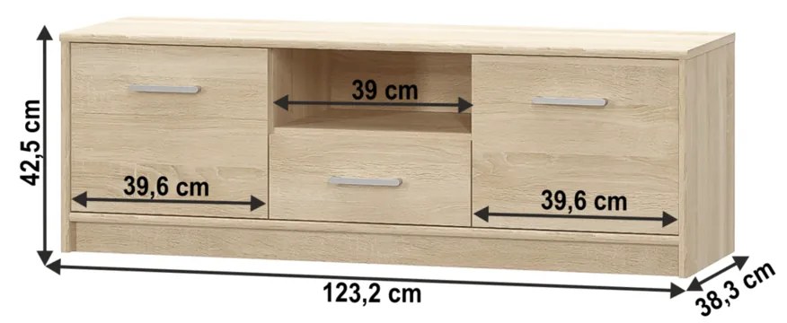 Măsuță TV TEYO 2D1S, stejar sonoma