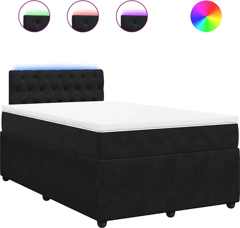 vidaXL Pat box spring cu saltea, negru, 120x190 cm, catifea