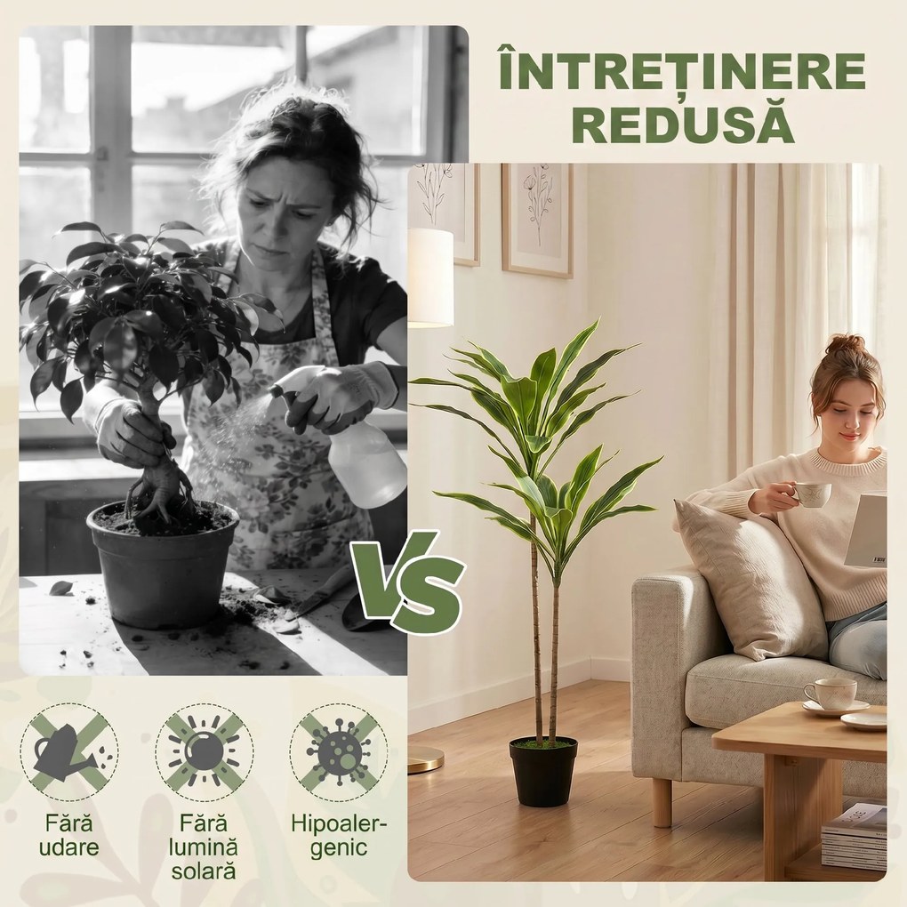 HOMCOM arbori decorativi artificiali mari pentru birouri, intrări, interior, plante decorative false | Aosom Romania