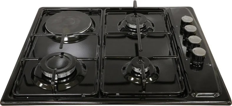 Aragaz ombinat incorporabil Kumtel LX-412BF, 1000 W, 4,8 kW, 3 gaz + 1 electric, Sistem de siguranta, Negru