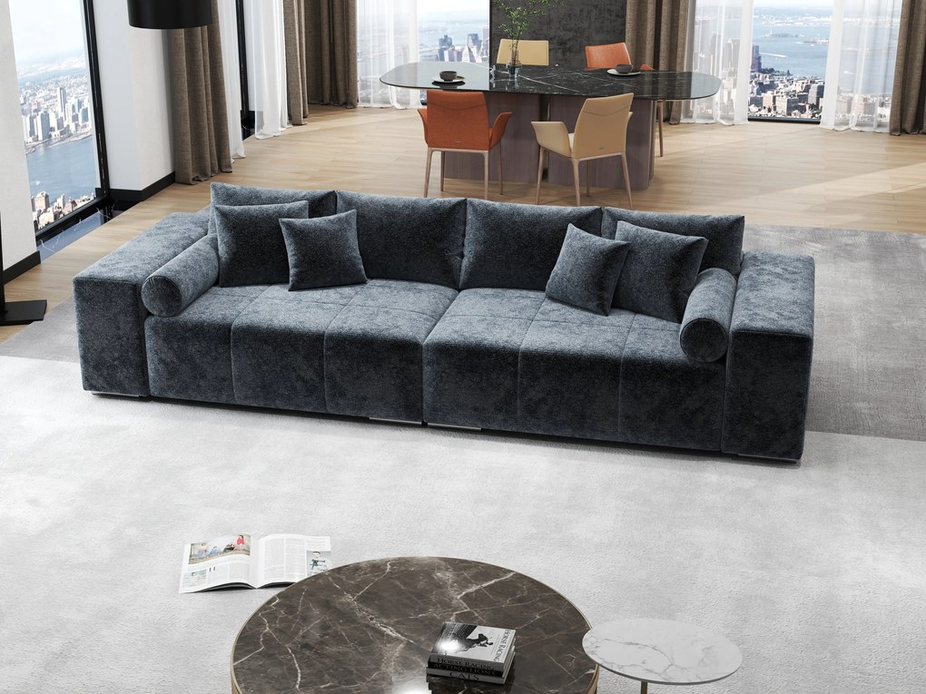 Canapea extensibilă dumonde cu ladă de depozitare si sezut confortabil din spuma high-density, Marbela Euphoria Grafit XXL 295x100 cm