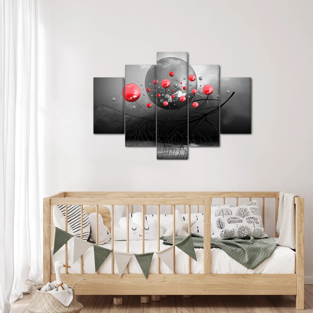 Tabloul cu bile abstracte roșii (150x105 cm)