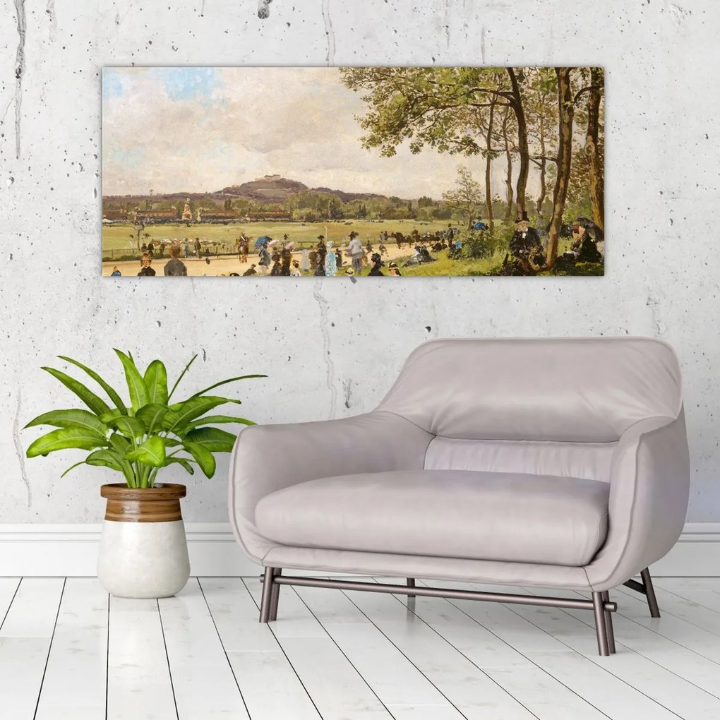 Tablou - French 19th Century, Race Course at Longchamps, reproducere (120x50 cm)