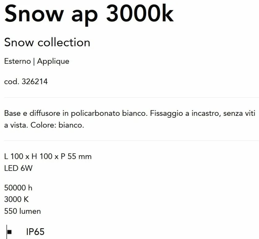 Mini Aplica LED iluminat exterior IP65 Snow ap 3000k