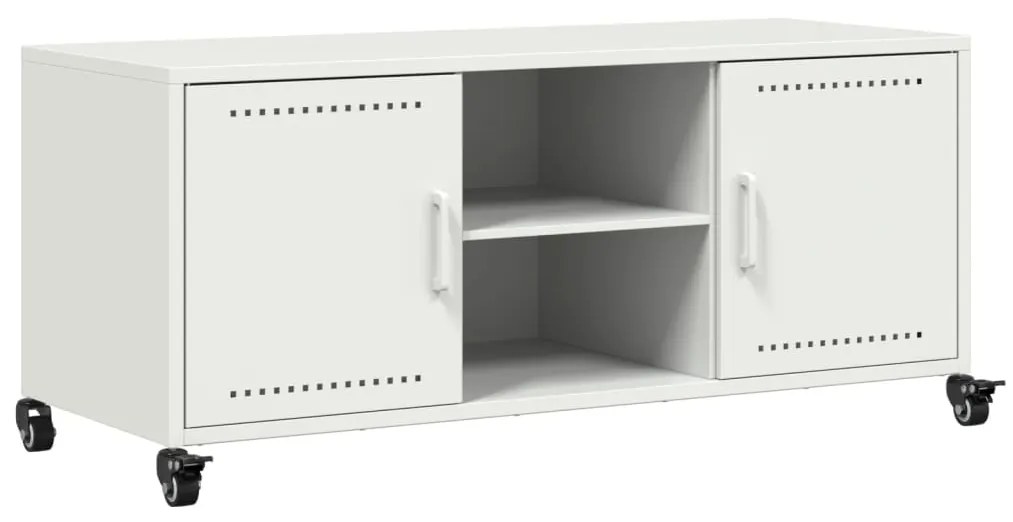 846667 vidaXL Dulap TV, alb, 100,5x39x43,5 cm, oțel