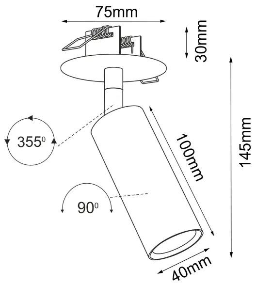 Brosline 3252 - Spot încastrat pentru tavan ACE 1xGU10/4W/230V negru