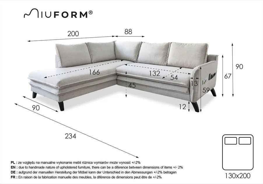 Colțar extensibil cu șezlong pe partea stângă Miuform Charming Charlie L, turcoaz