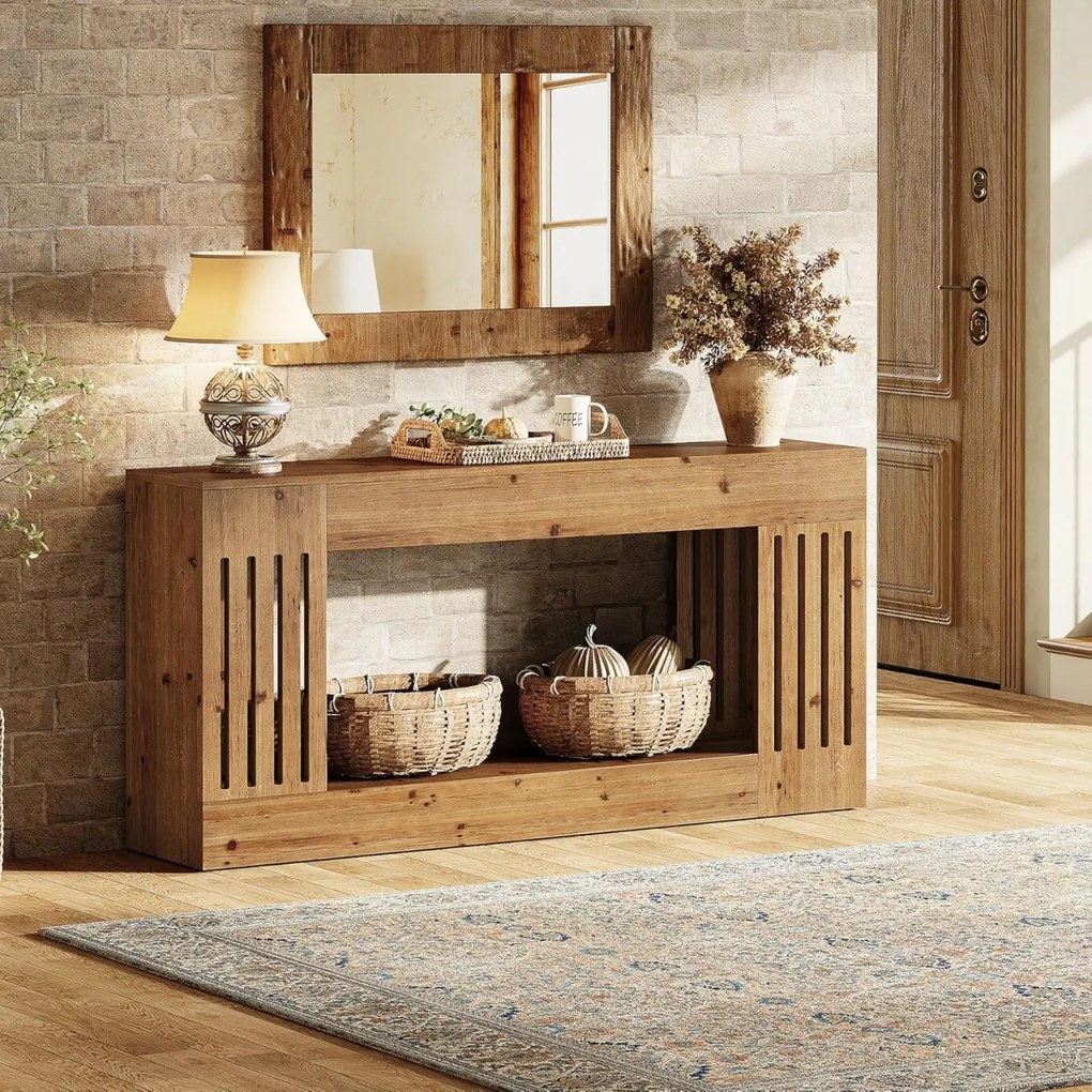 MAM40 - Masa Consola, 160 cm, masuta hol cu raft, living, dining, dormitor - Maro