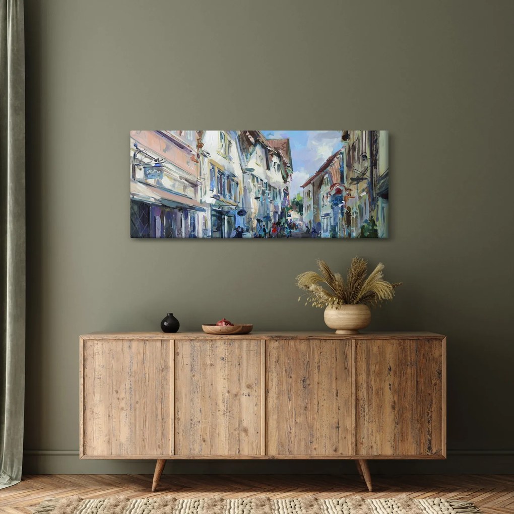 Tablou - Strada orașului vechi, pictură acrilică (120x50 cm)