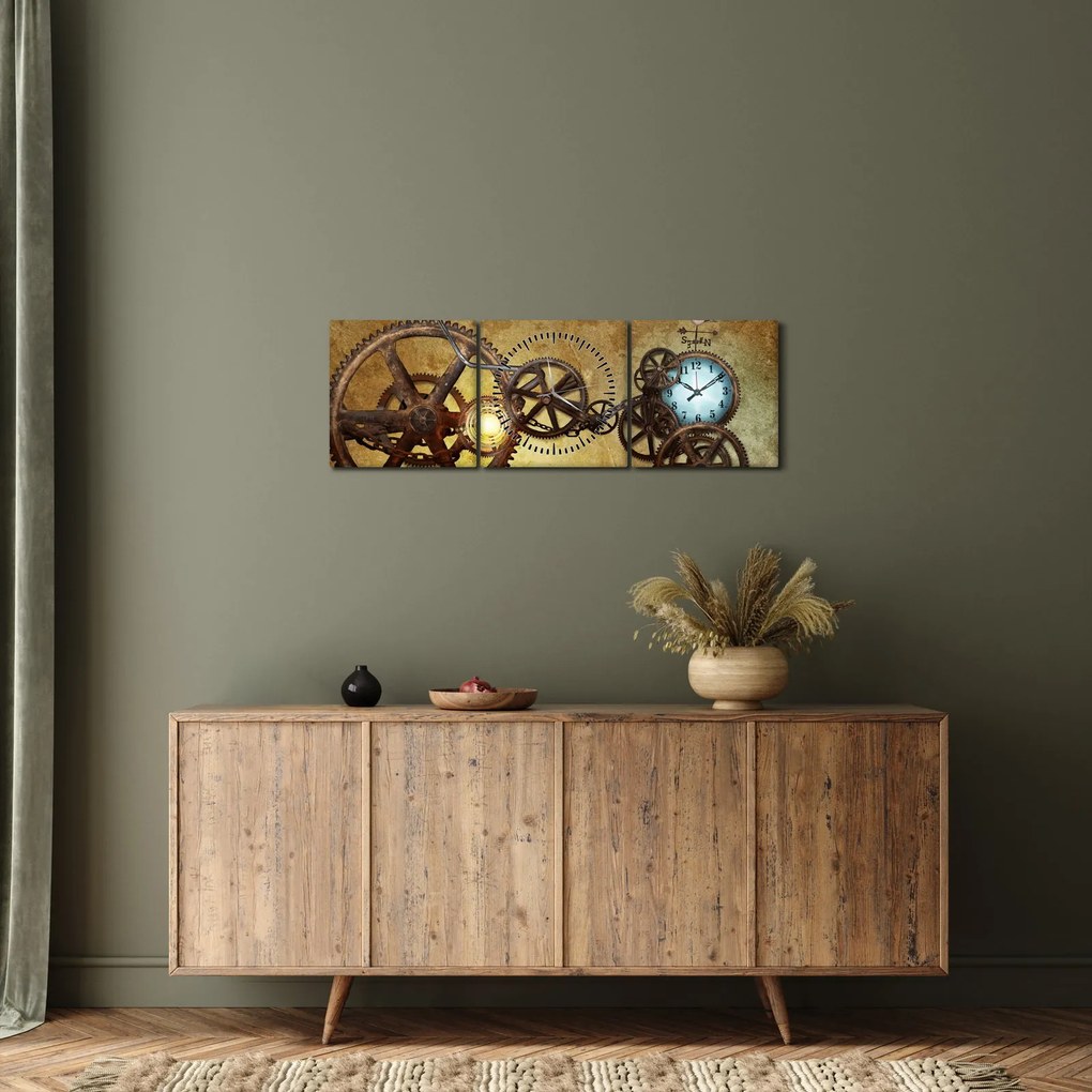 Tablou cu aparatele istorice ale ceasurilor (cu ceas) (90x30 cm)
