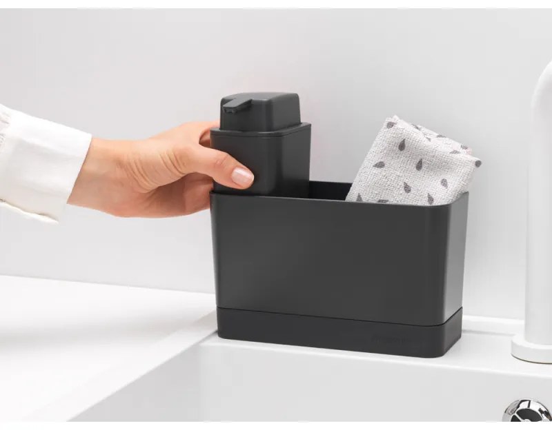Organizator chiuveta Brabantia SinkSide 1003312, 2 piese, 200 ml, Antiderapant, Gri