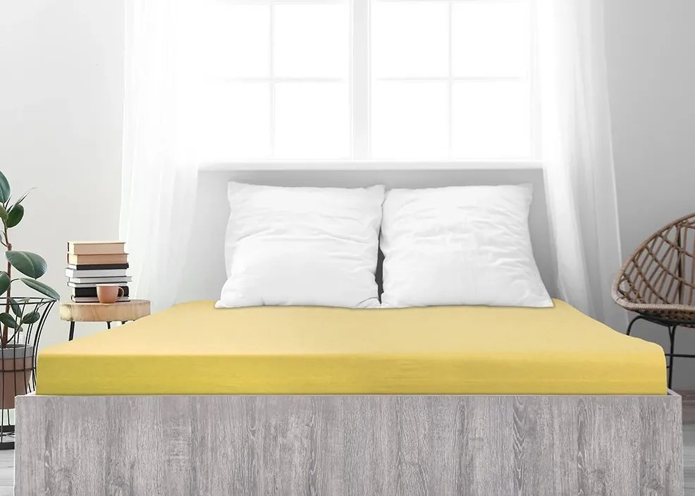 Cearsaf jersey din bumbac mako LUXORA 180x200 cm galben deschis