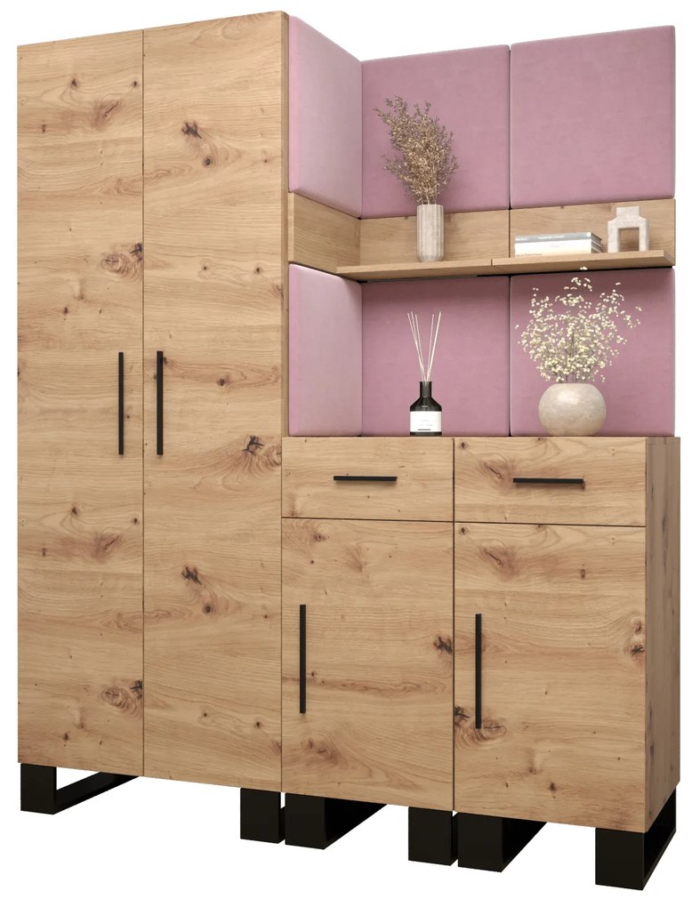 Set mobilier pentru hol Amanda 7 (Stejar artisan + roz). 1085912