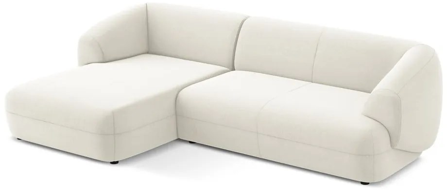 Colțar alb cu tapițerie din catifea (cu colț pe partea stângă) Moana – Makamii