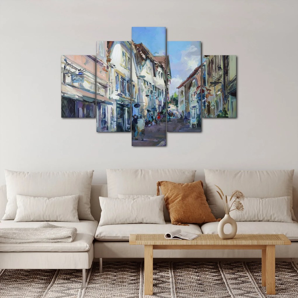 Tablou - Strada orașului vechi, pictură acrilică (150x105 cm)