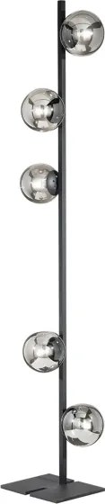 Ondaluce - Lampadar MONILE, 5xE14/10W/230V, 170 cm, negru/negru fumuriu