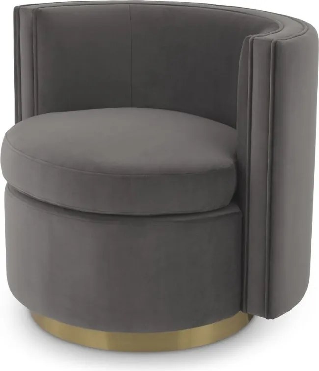 Fotoliu pivotant design elegant Amanda, catifea gri 115148 HZ
