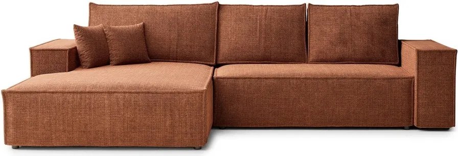 Colțar arămiu extensibil/cu spațiu de depozitare cu tapițerie din chenille (cu colț pe partea stângă/cu șezlong) Maze – Maison de Rêve