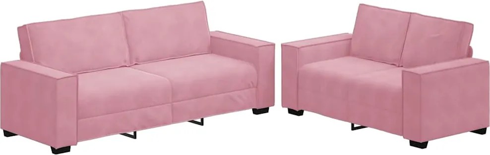 vidaXL Set de canapele cu perne, 2 piese, roz, catifea