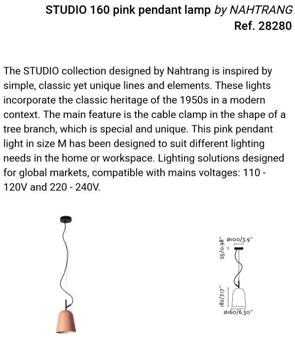 Lustra suspendata design modern Studio 160 roz