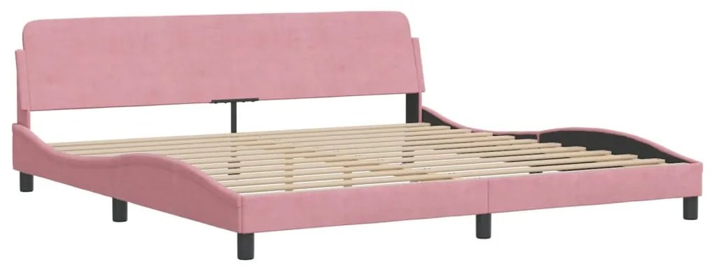 373257 vidaXL Cadru de pat cu tăblie, roz, 200x200 cm, catifea