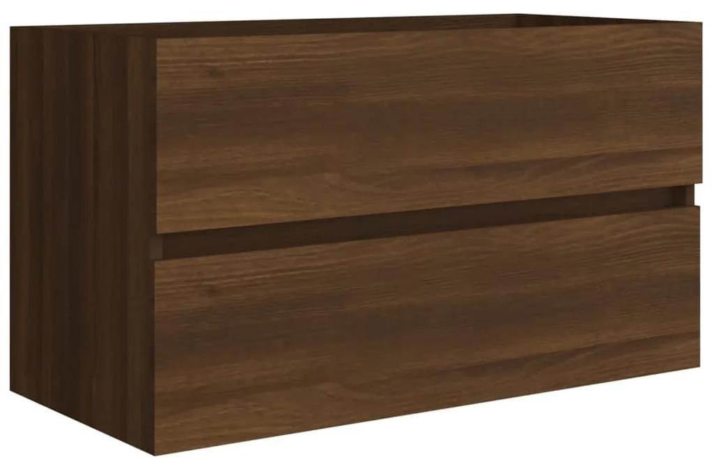 Dulap de chiuveta bazin incorporat stejar maro lemn prelucrat Stejar brun, 80 x 38.5 x 45 cm