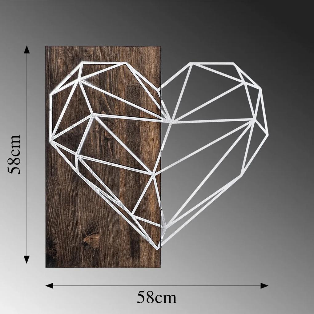 Accesoriu decorativ de perete din lemn Heart argintiu
