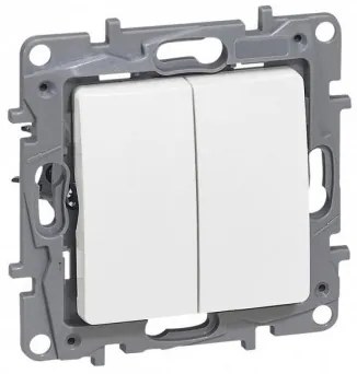 Intrerupator dublu, alb, 10A, IP20, Legrand Niloe