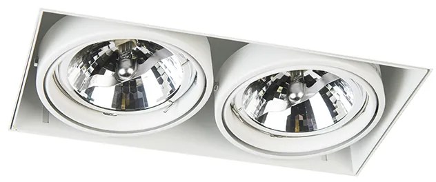 Spot încastrat alb, înclinabil și rotativ G53 AR111 fără ramă cu 2 lumini - Oneon